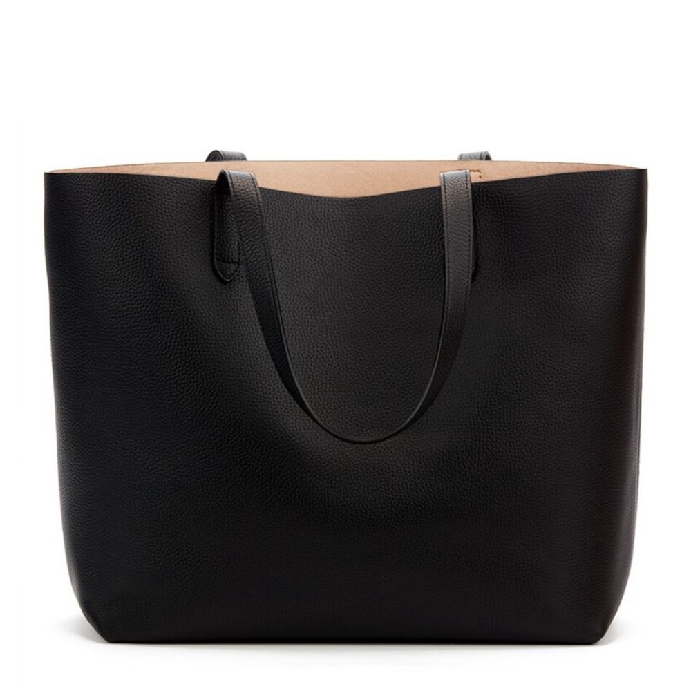 Cuyana Classic Structured Leather Tote Black/Blush